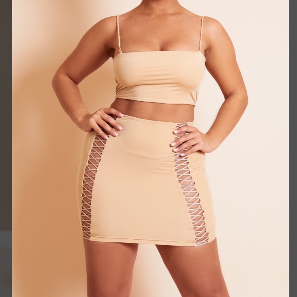 Mars the Label cross my heart lace up mini skirt